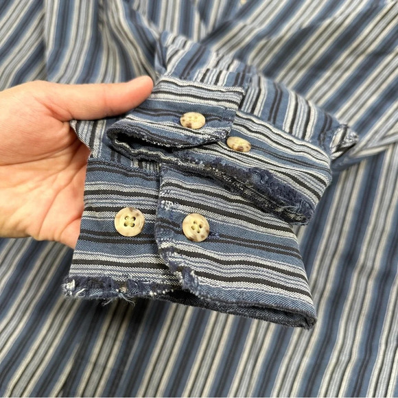 Carhartt Men’s Vintage Rugged Outdoor Wear Button Down Shirt Striped in Blue XL - Picture 14 of 15